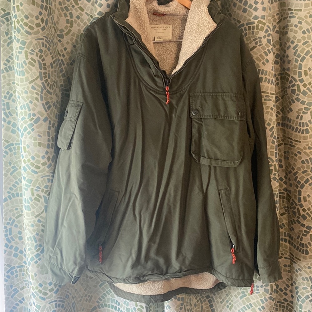 American Eagle Fleece Lined Pull-Over Jacket L - image 1